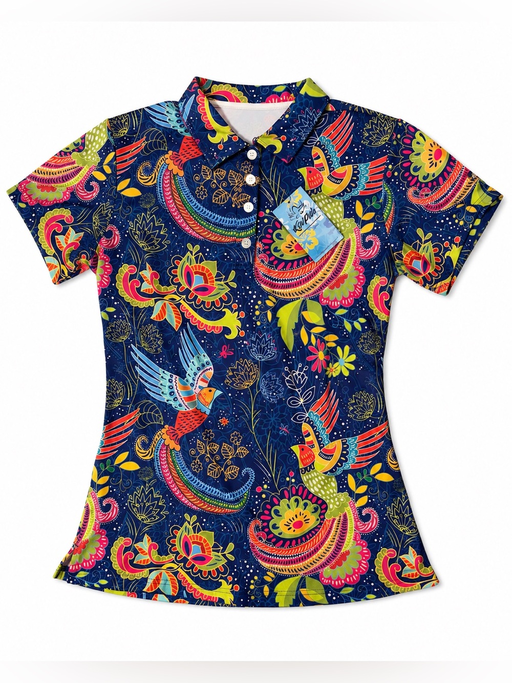 Kaipar Women’s Golf Polo Abstract Print Performance Shirt Large NWT